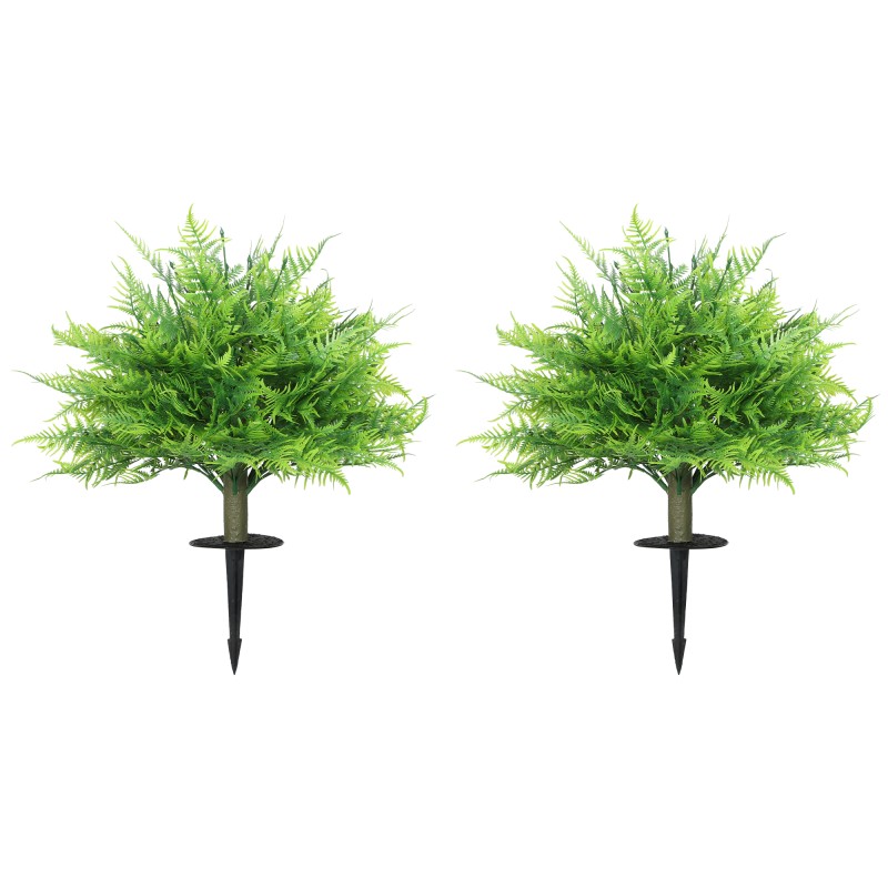 Τεχνητά φυτά τεχνητά Boston Fern Bushes ανθεκτικά στην υπεριώδη ακτινοβολία Τεχνητά φυτά με πασσάλους Σετ 2 60 cm για βεράντα στον κήπο