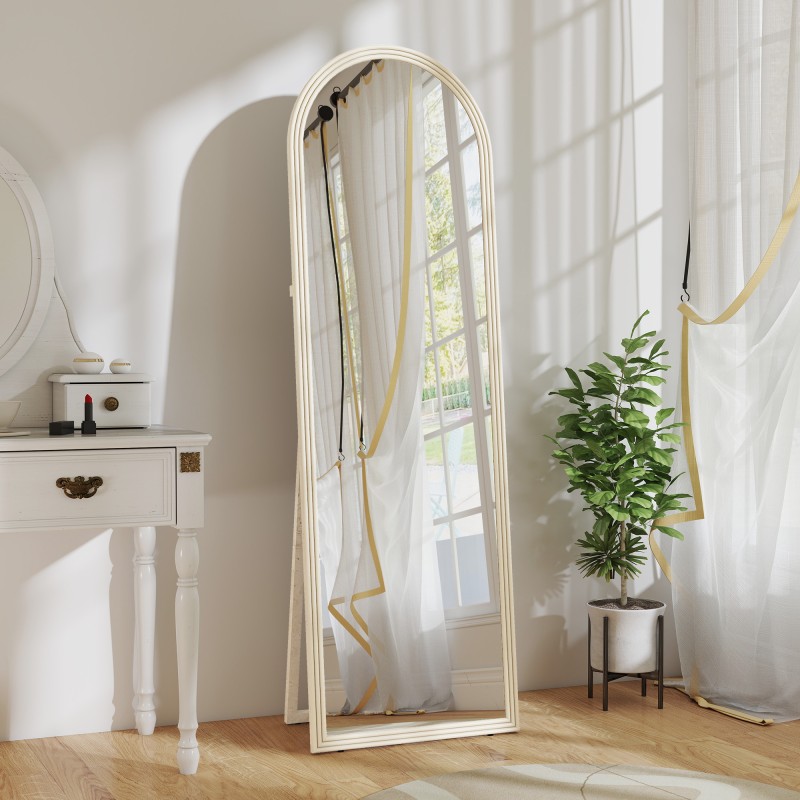 Ολόσωμος Καθρέφτης 50 x 160 cm Ανεξάρτητος Επιτοίχιος Πλαίσιο Αψίδας Λευκός