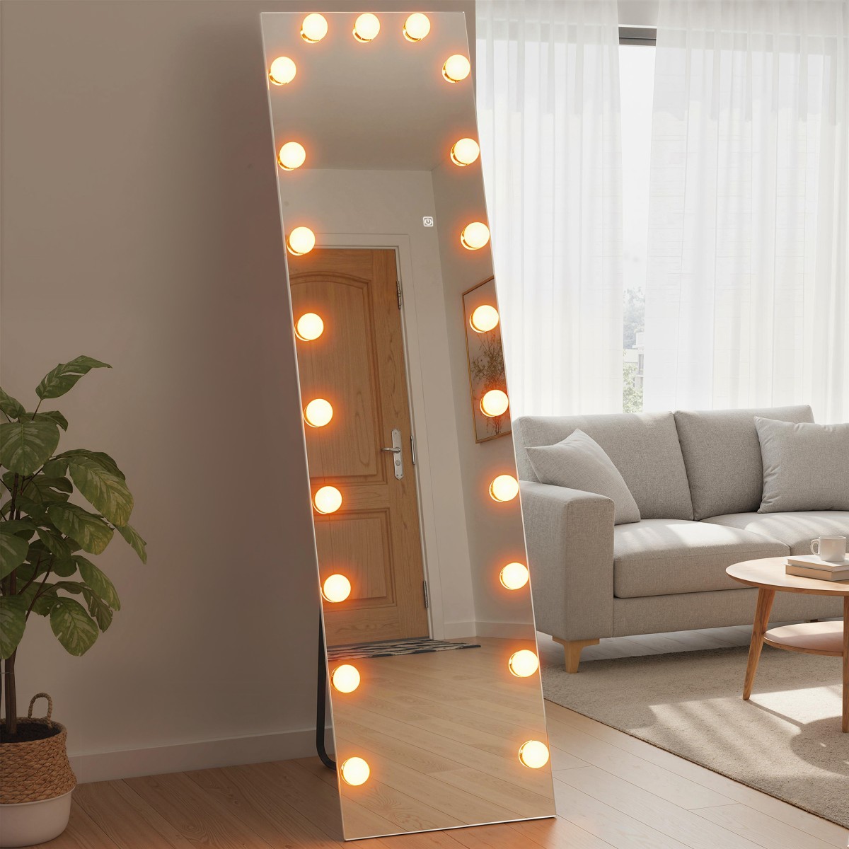 Ολόσωμος καθρέφτης 150x40 cm όρθιος καθρέφτης RGB-LED με 21 λαμπτήρες 7 φωτεινά χρώματα διακόπτης αφής λειτουργία μνήμης