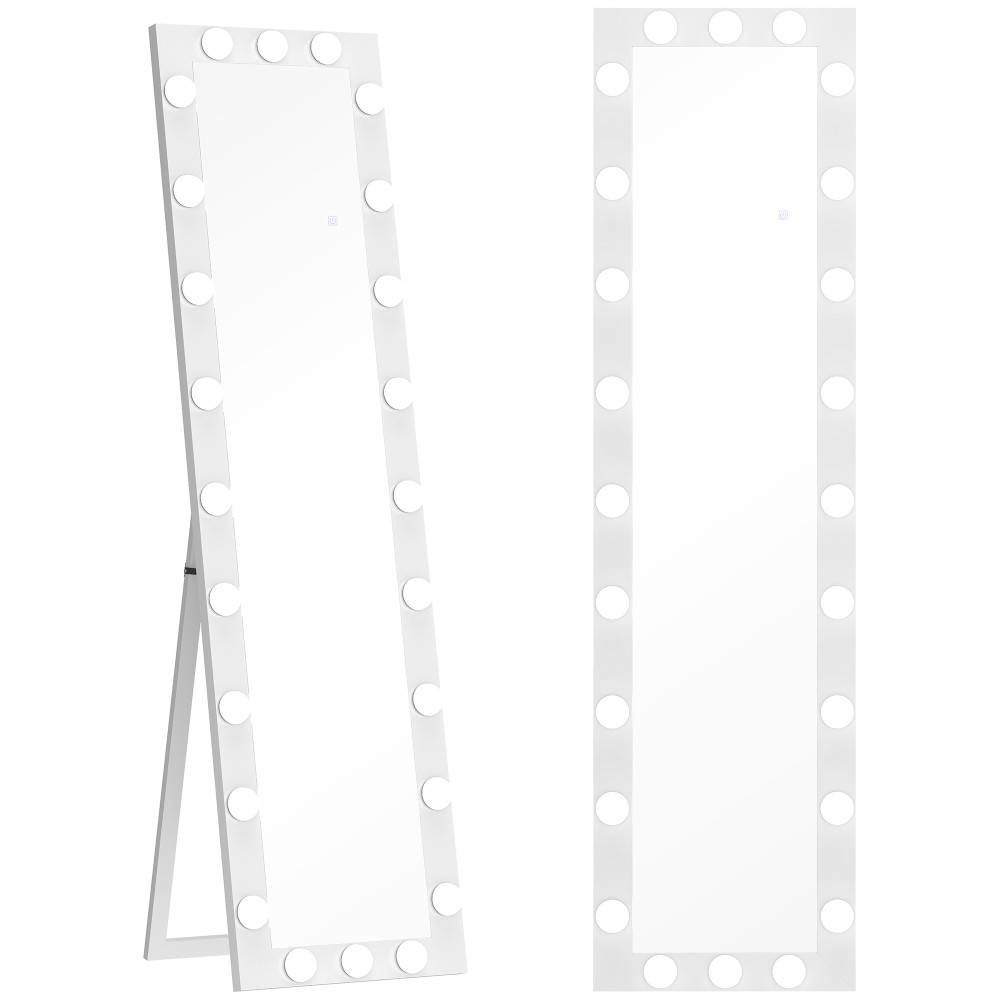 Ολόσωμος καθρέφτης 150x40 cm Καθρέφτης LED με 24 λαμπτήρες 3 ανοιχτόχρωμα, ελεύθερος ή με κλίση λευκό