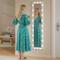 Ολόσωμος καθρέφτης 150x40 cm Καθρέφτης LED με 24 λαμπτήρες 3 ανοιχτόχρωμα, ελεύθερος ή με κλίση λευκό