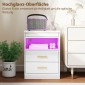 Κομοδίνο, βοηθητικό τραπέζι με βάση φόρτισης και φωτισμό RGB LED, γυαλιστερό λευκό