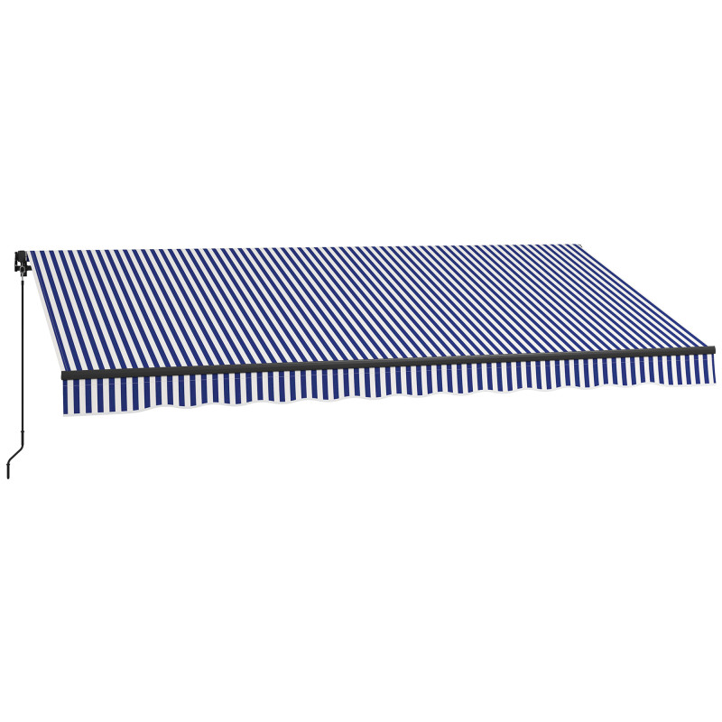 Sun Awning Patio Tand with Hand Crank Ανθεκτικό στις καιρικές συνθήκες 396cm x 300cm Μπλε + Λευκό