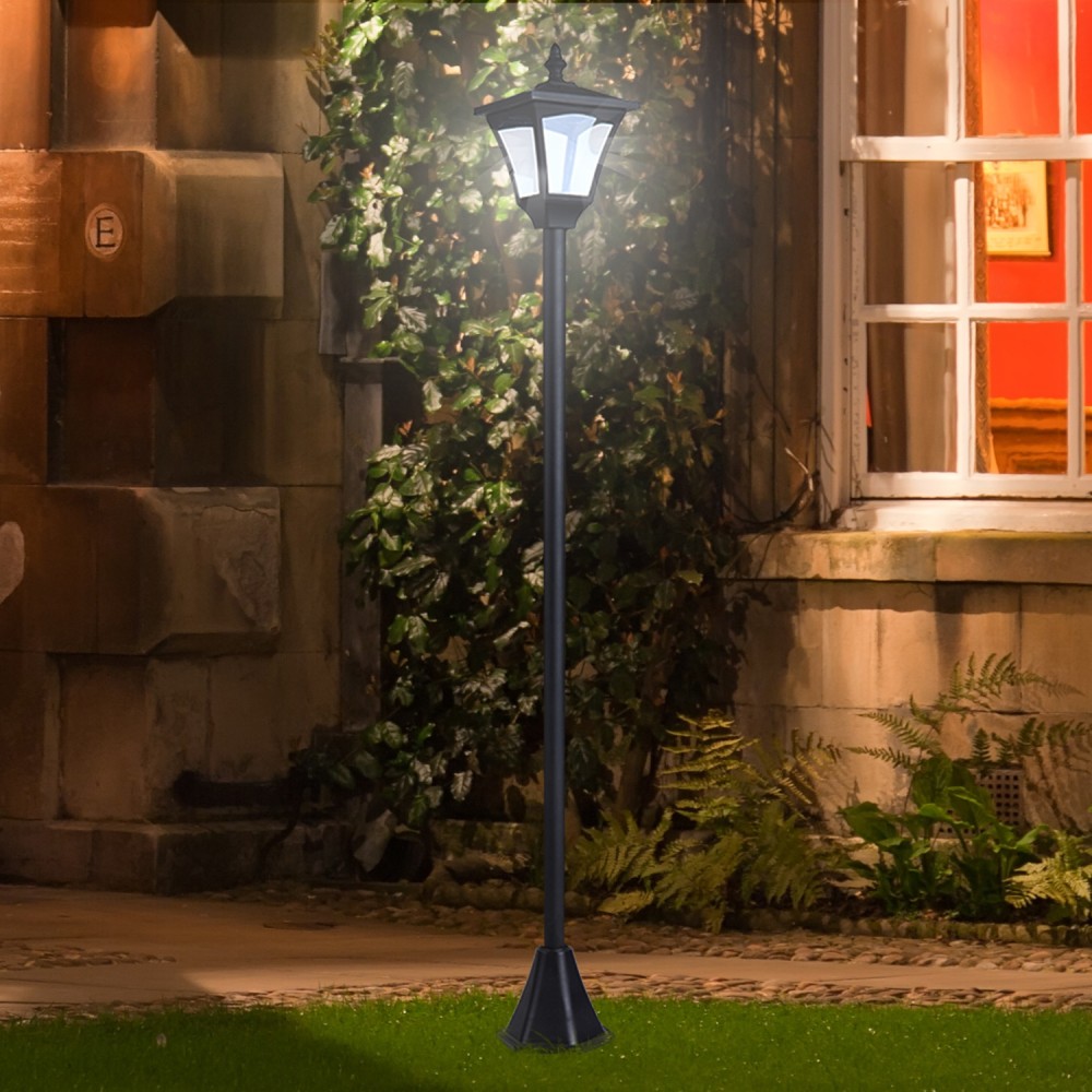 Ηλιακό φανάρι κήπου LED 30 lumen ηλιακό φωτιστικό γείωσης 120 cm μαύρο