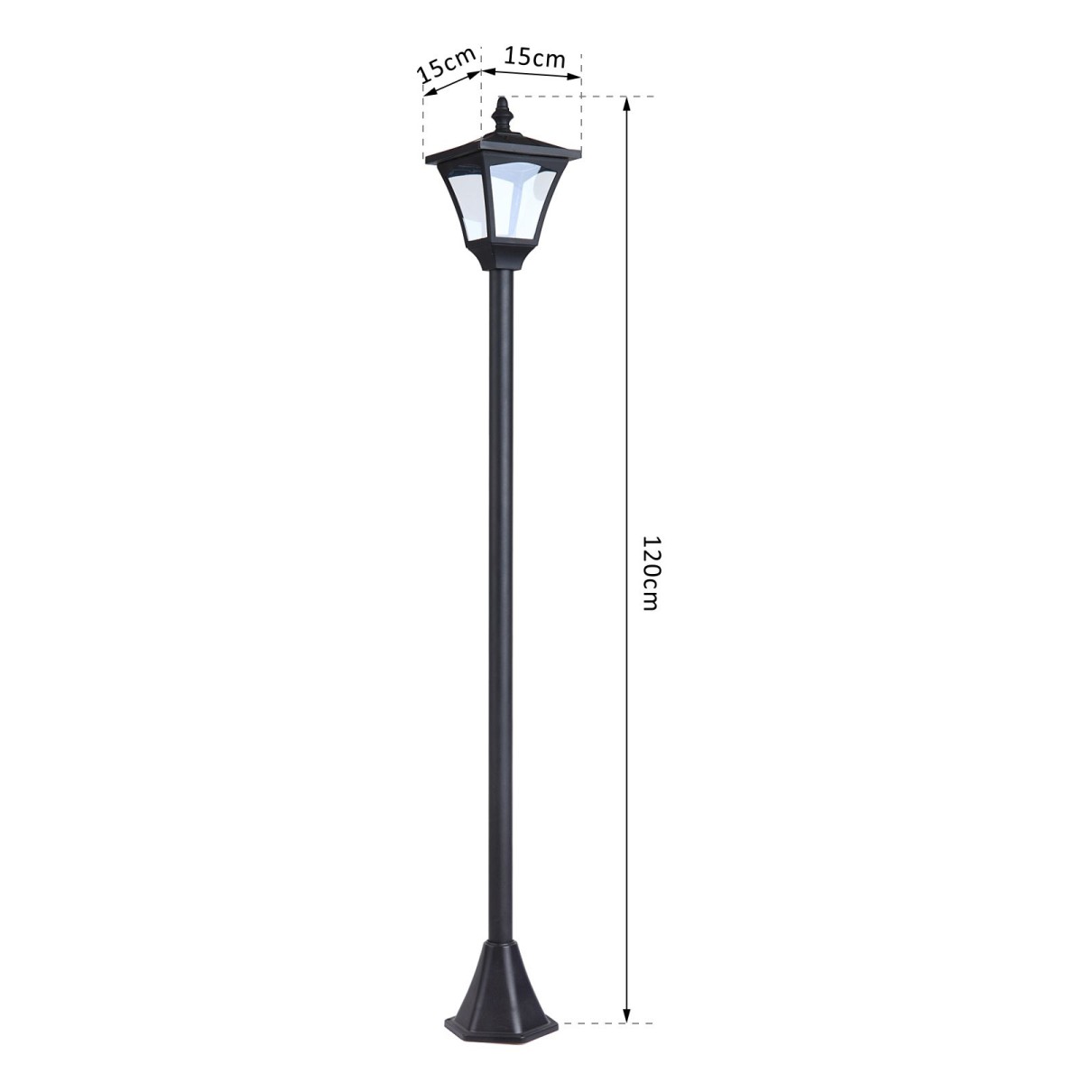 Ηλιακό φανάρι κήπου LED 30 lumen ηλιακό φωτιστικό γείωσης 120 cm μαύρο