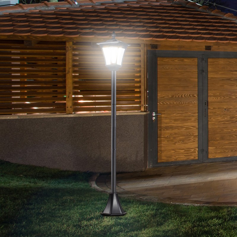 Ηλιακό φανάρι κήπου LED, φωτιστικό δαπέδου από ανοξείδωτο ατσάλι Φωτιστικό κήπου 160 cm ύψος Φανάρι εξωτερικού χώρου IP44, ηλιακό φωτιστικό με αισθητήρα φωτός 30 lumen ακίδα εδάφους, φωτιστικό κήπου για μπαλκόνι κήπου μαύρο