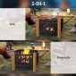 2-σε-1 μπολ φωτιάς Ø75 x 58 εκ. λάκκο φωτιάς με σχάρα πόκερ προστασίας από σπινθήρες μαύρη