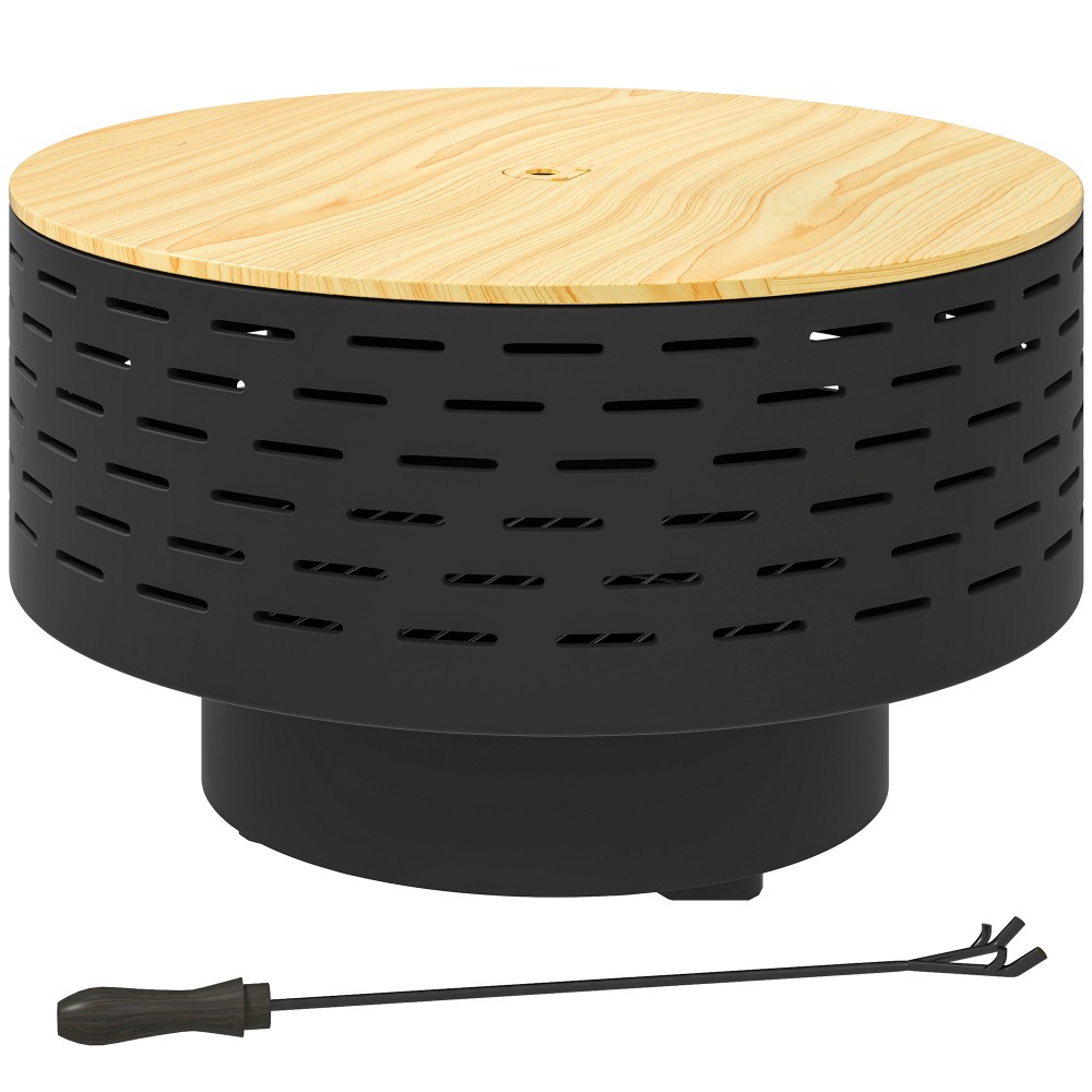 3 σε 1 μπολ φωτιάς Ø60 x 39cm κατασκευασμένο από ανοξείδωτο ατσάλι με σχάρα προστασίας από σπινθήρες πόκερ γκρι ανθρακί