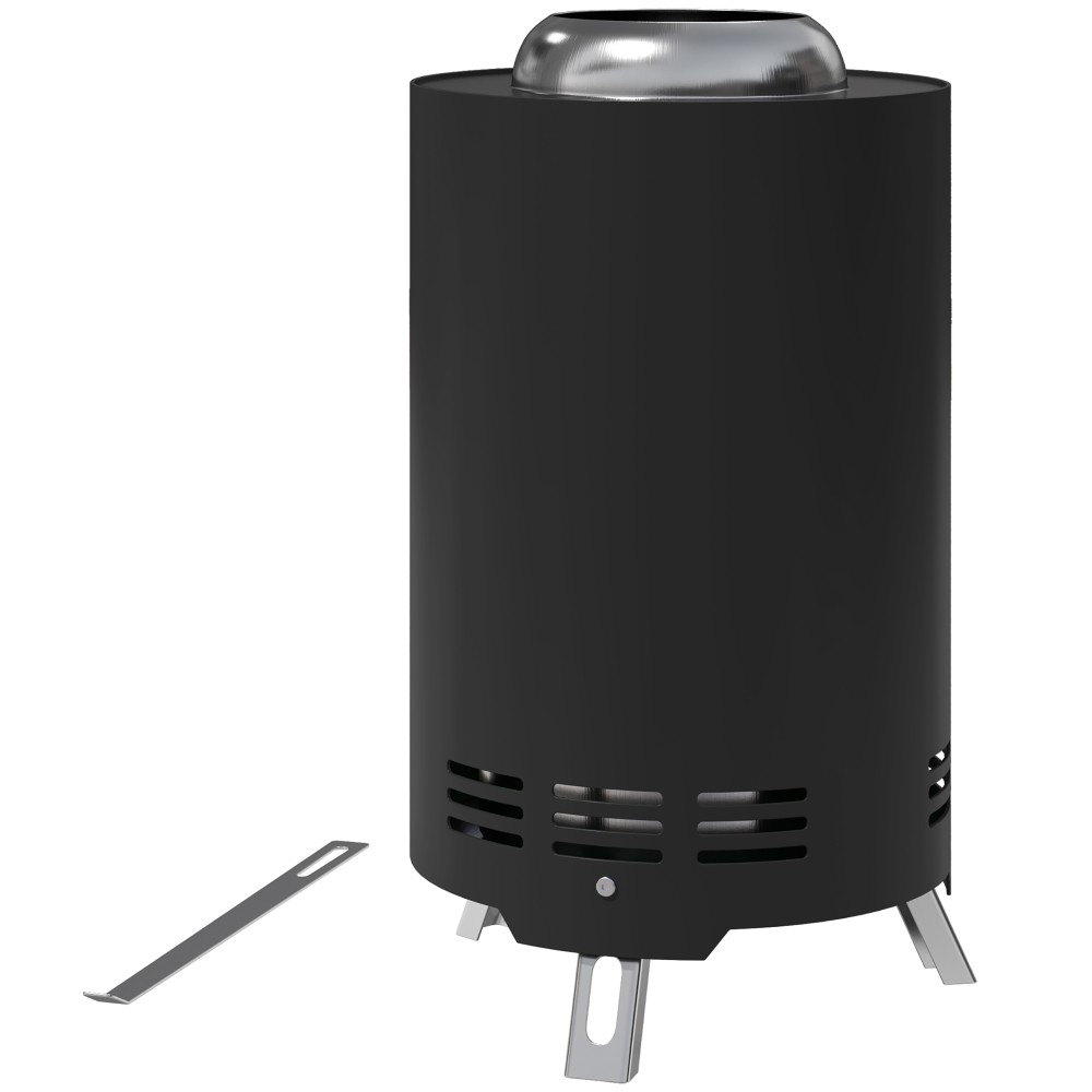 Μπολ φωτιάς Ø16x25cm από ανοξείδωτο ατσάλι με πυρίμαχα μπολ πόκερ μαύρα