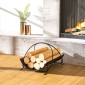 Σχάρα καυσόξυλων για εσωτερική χρήση 51 x 38 x 33 cm γεωμετρική σχάρα καυσόξυλων με μεταλλική λαβή, μαύρη
