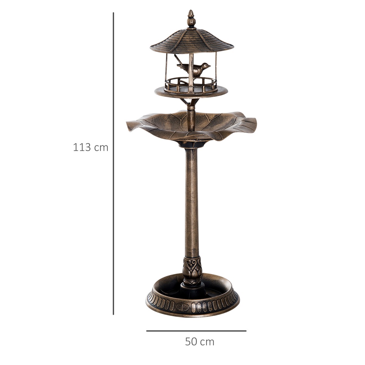 Vogeltränke Bird Bath Vintage Design, ανθεκτικό στο υγρό, 50 cm × 50 cm × 113 cm, ορείχαλκος