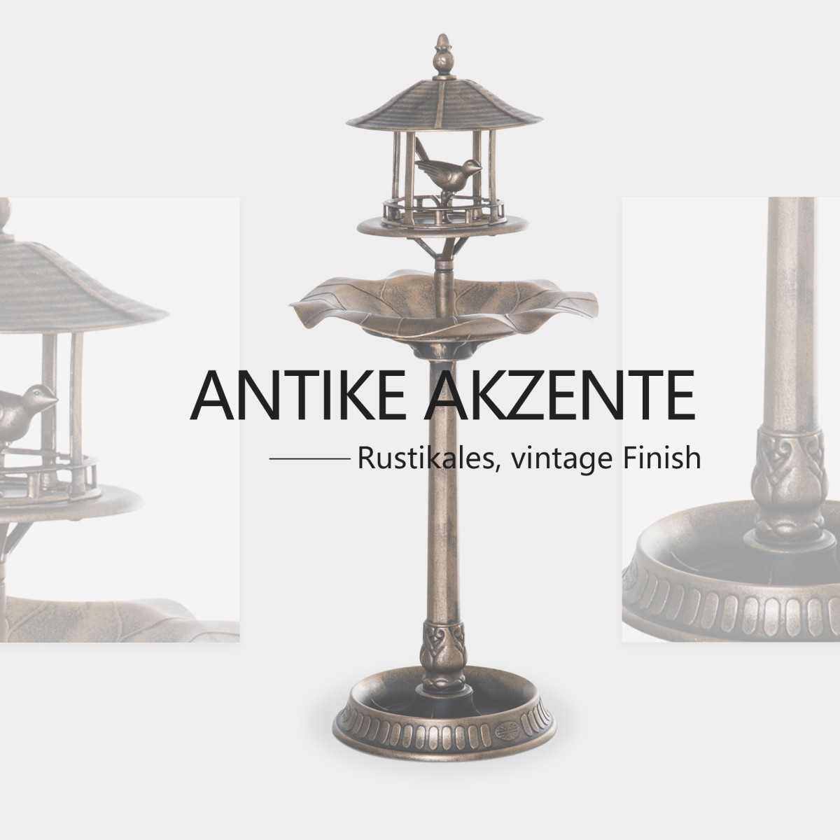 Vogeltränke Bird Bath Vintage Design, ανθεκτικό στο υγρό, 50 cm × 50 cm × 113 cm, ορείχαλκος