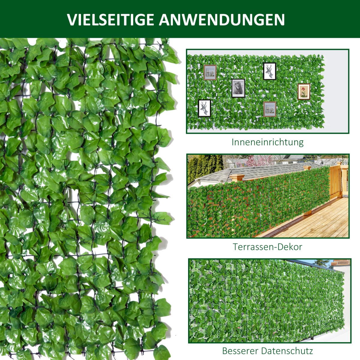 Τεχνητός φράκτης Privacy Screen UV Proteced Privacy Screen with Leaves Hedge Fence 300 x 100 cm Πράσινο