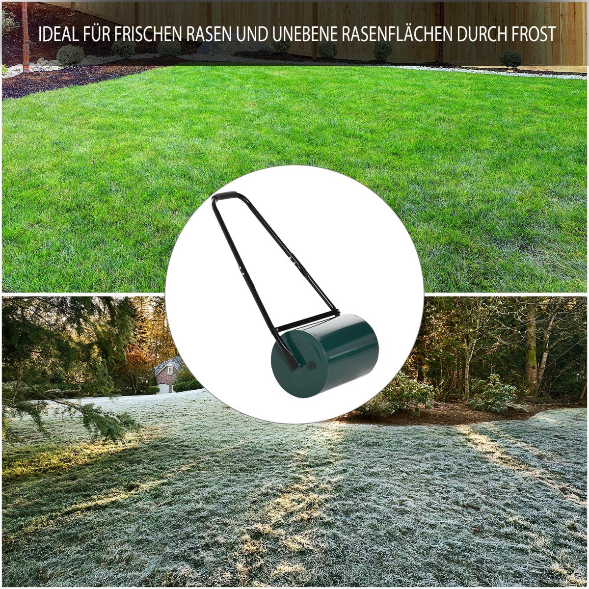 γκαζόν ρολό κήπου ρολό κήπου με λαβή U 31 cm διάμετρος 30 cm πλάτος εργασίας 40 λίτρα γέμιση νερού/άμμου μεταλλικό πράσινο