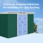 Μεταλλικό υπόστεγο εργαλείων 6,3m³ 280x130x172cm υπόστεγο εργαλείων με κλειστή οροφή συρόμενη πόρτα αδιάβροχο υπόστεγο κήπου υπαίθριο υπόστεγο κήπου ντουλάπι για υπαίθριο χώρο πίσω αυλής ανθρακί, σκούρο πράσινο