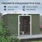 Μεταλλικό υπόστεγο εργαλείων 6,3m³ 280x130x172cm υπόστεγο εργαλείων με κλειστή οροφή συρόμενη πόρτα αδιάβροχο υπόστεγο κήπου υπαίθριο υπόστεγο κήπου ντουλάπι για υπαίθριο χώρο πίσω αυλής ανθρακί, ανοιχτό πράσινο