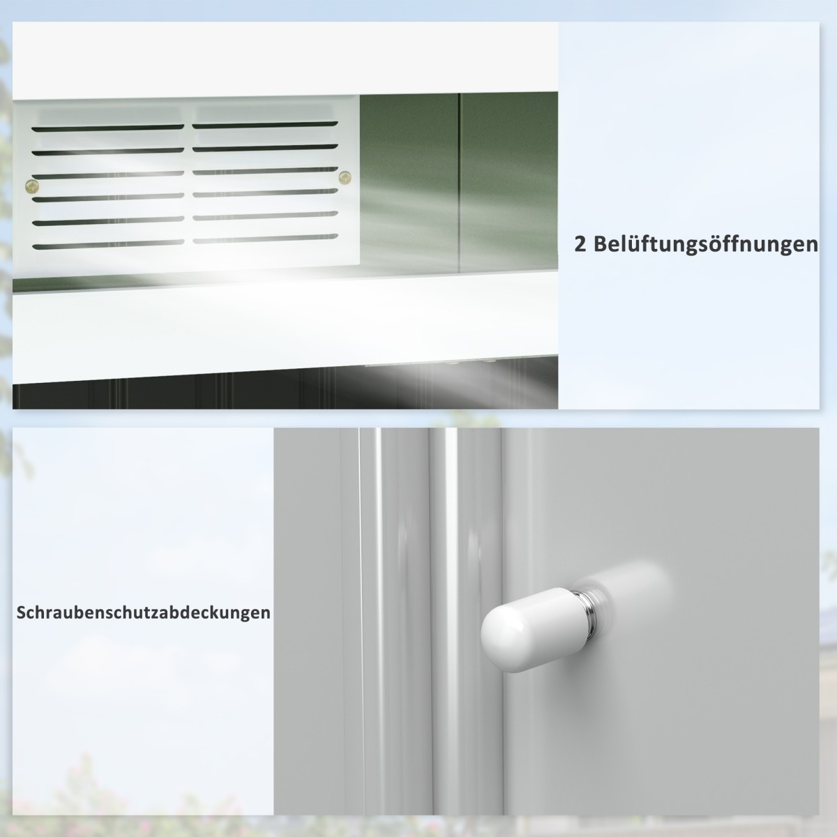 Μεταλλικό υπόστεγο εργαλείων 6,3m³ 280x130x172cm υπόστεγο εργαλείων με κλειστή οροφή συρόμενη πόρτα αδιάβροχο υπόστεγο κήπου υπαίθριο υπόστεγο κήπου ντουλάπι για υπαίθριο χώρο πίσω αυλής ανθρακί, ανοιχτό πράσινο