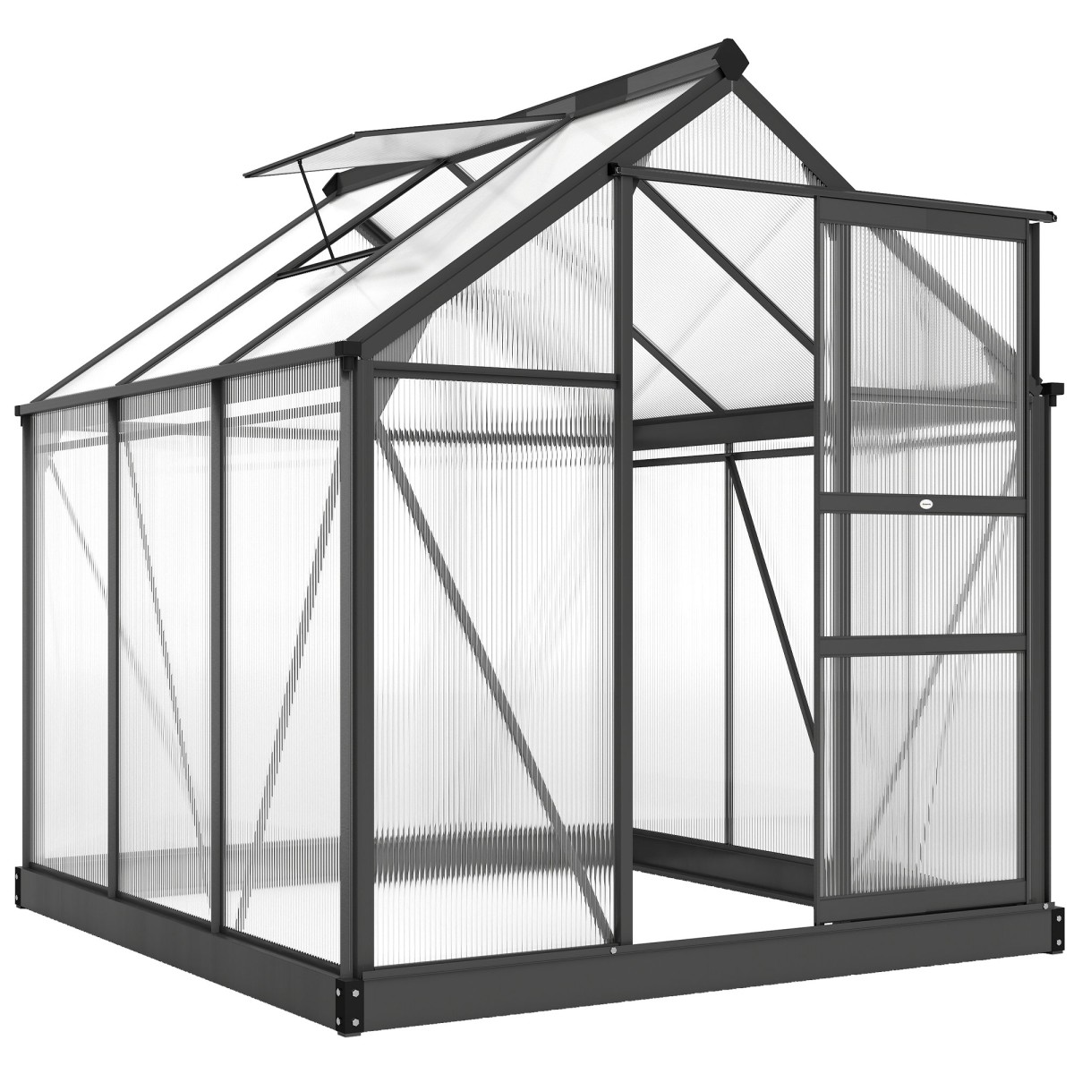 Αλουμίνιο θερμοκηπίου 3,65m² 190x192x201cm με φεγγίτη θεμελίωσης συρόμενη πόρτα πάνελ 4 mm, ανθεκτικό στην υπεριώδη ακτινοβολία