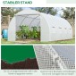 Θερμοκήπιο 595x300x200cm αλουμινόχαρτο θερμοκηπίου ντοματόσπιτο με πόρτα, παράθυρο, σήραγγα φύλλου από γαλβανισμένο χάλυβα, σήραγγα φυτών, θερμοκήπιο με σχοινιά αγκύρωσης εδάφους, σήραγγα κήπου, λευκό