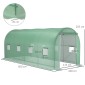 Θερμοκήπιο 500x200x205cm ντοματόσπιτο θερμοκηπίου με πόρτα, 8 παράθυρα, σήραγγα φιλμ από γαλβανισμένο χάλυβα, PE, σταθερή σήραγγα φυτών θερμοκηπίου, συμπεριλαμβανομένων αγκυρώσεων και σχοινιών, πράσινο