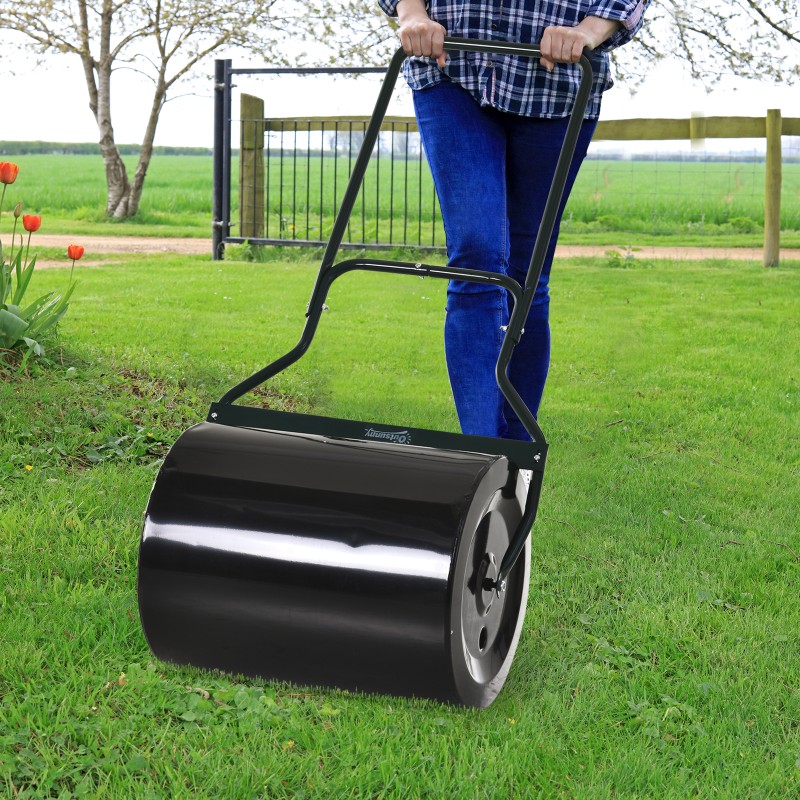 U-Handle Lawn Roller Roller Garden 40cm Διάμετρος 60L Γέμισμα Νερού/Άμμου Μεταλλικό Μαύρο 57 x 40 x 123cm