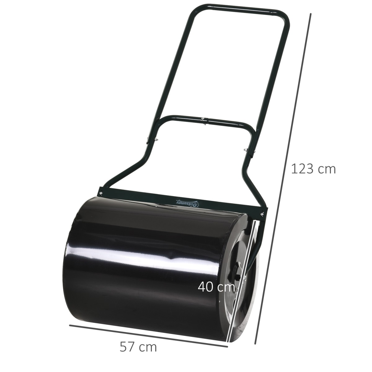 U-Handle Lawn Roller Roller Garden 40cm Διάμετρος 60L Γέμισμα Νερού/Άμμου Μεταλλικό Μαύρο 57 x 40 x 123cm