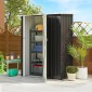 Μεταλλικό υπόστεγο εργαλείων 1,07 m² 142 x 86 x 189 cm υπόστεγο εργαλείων με πτυσσόμενη οροφή που κλειδώνει, αδιάβροχο υπόστεγο κήπου υπαίθριο υπόστεγο κήπου για υπαίθριο χώρο πίσω αυλής σκούρο γκρι