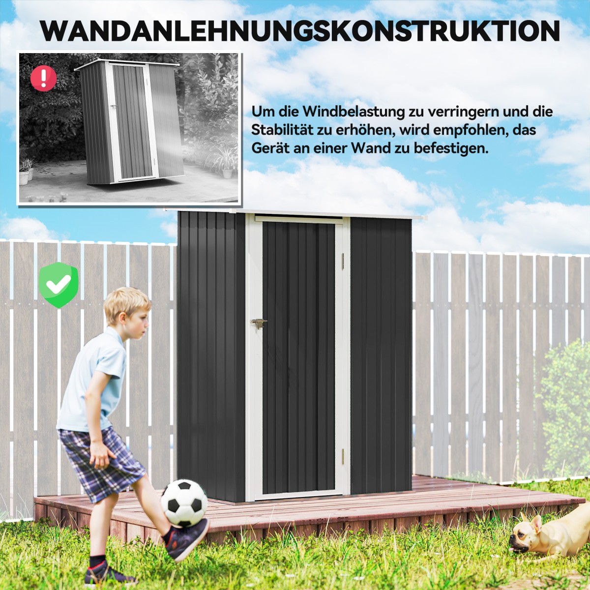 Μεταλλικό υπόστεγο εργαλείων 1,07 m² 142 x 86 x 189 cm υπόστεγο εργαλείων με πτυσσόμενη οροφή που κλειδώνει, αδιάβροχο υπόστεγο κήπου υπαίθριο υπόστεγο κήπου για υπαίθριο χώρο πίσω αυλής σκούρο γκρι