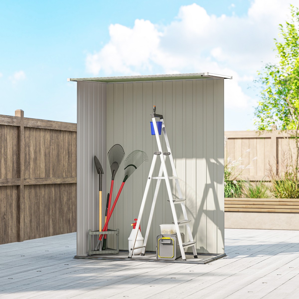 Μεταλλικό υπόστεγο εργαλείων 1,07 m² 142 x 86 x 189 cm Υπόστεγο εργαλείων με πτυσσόμενη οροφή που κλειδώνει πόρτα αδιάβροχο υπόστεγο κήπου Υπαίθριο υπόστεγο κήπου για υπαίθριο κήπο στην πίσω αυλή πράσινο
