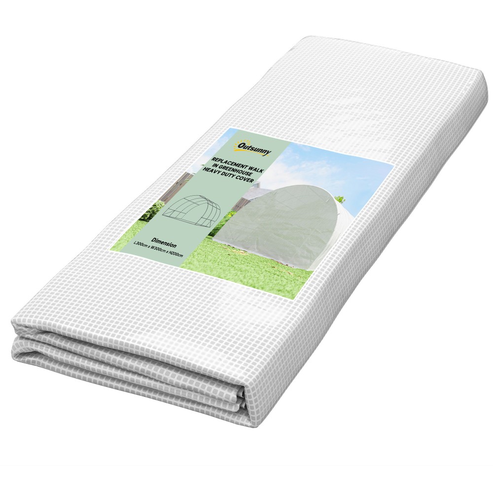 Μεμβράνη θερμοκηπίου 3 x 3 m, αδιάβροχη μεμβράνη πολυαιθυλενίου με ρολό πόρτα, 6 παράθυρα, προστασία UV λευκό