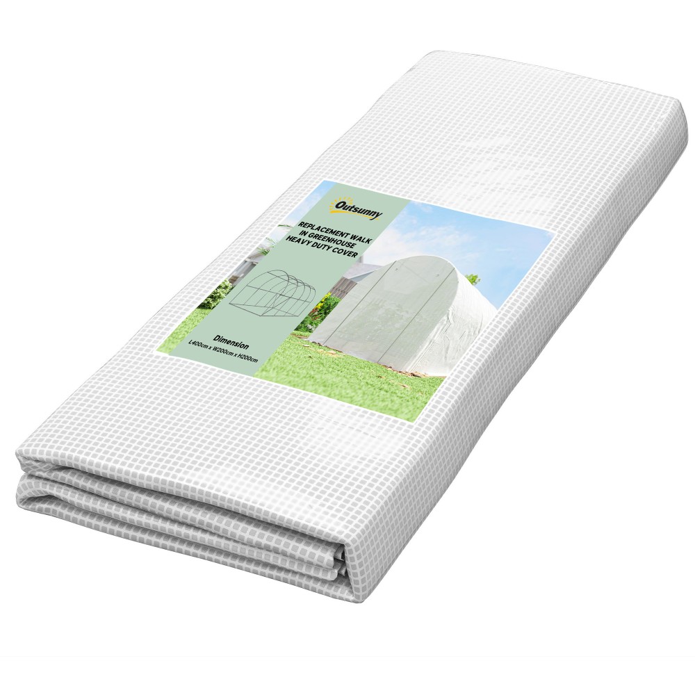 Μεμβράνη θερμοκηπίου 4 x 2 m, αδιάβροχη μεμβράνη κήπου με πόρτα, 8 παράθυρα, προστασία UV, ανθεκτικό στο σκίσιμο πολυαιθυλένιο λευκό