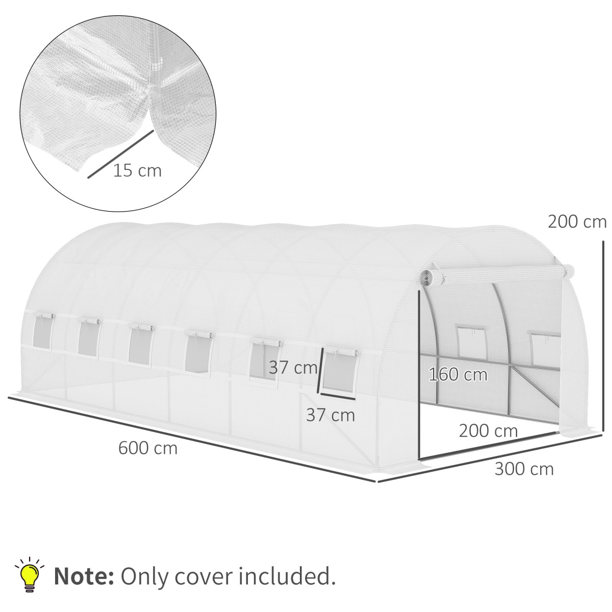 Ανταλλακτικό φιλμ για θερμοκήπιο 6x3x2 m, στιβαρό, ανθεκτικό στο σκίσιμο, 12 παράθυρα, πόρτα, ΜΟΝΟ πράσινη μεμβράνη