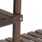 Λουλούδι σκάλα 6 ράφια 4 ρόδες 123,5 cm × 33 cm × 80 cm μασίφ ξύλο καφέ 123,5 cm × 33 cm × 80 cm
