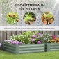 Planter Box, Σετ 2, Flower Box, Ανοιχτό κάτω, Ατσάλινο πλαίσιο, Πράσινο, (2 x) 100 x 100 x 30 cm