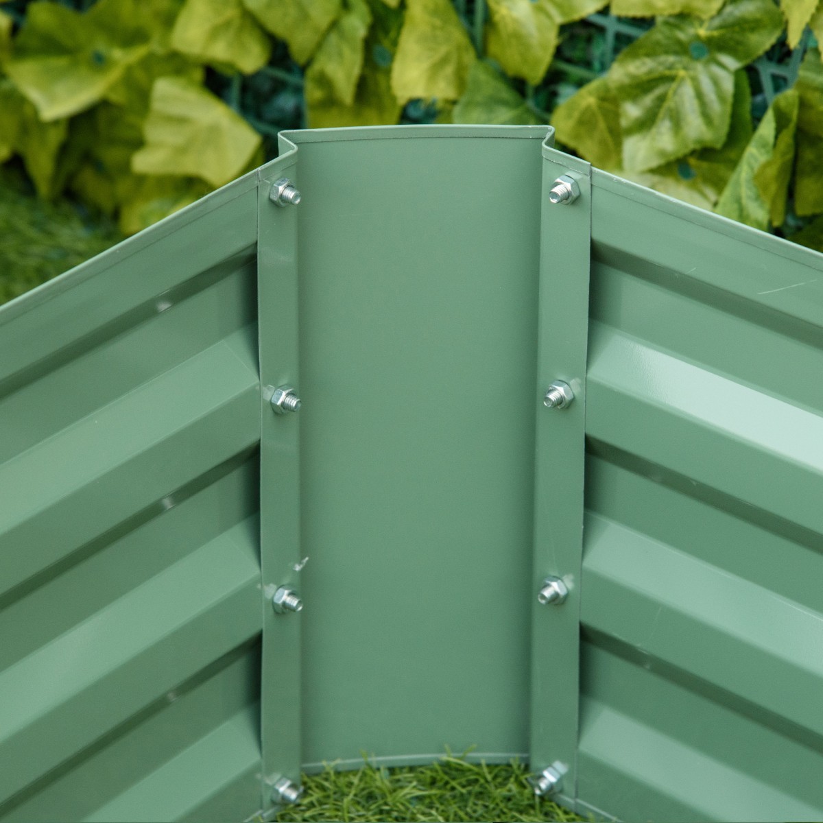 Planter Box, Σετ 2, Flower Box, Ανοιχτό κάτω, Ατσάλινο πλαίσιο, Πράσινο, (2 x) 100 x 100 x 30 cm