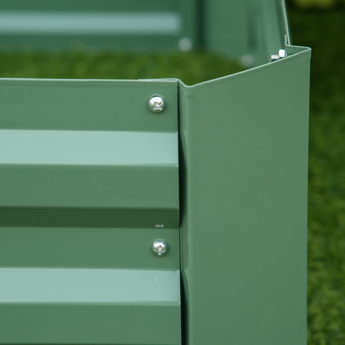 Planter Box, Σετ 2, Flower Box, Ανοιχτό κάτω, Ατσάλινο πλαίσιο, Πράσινο, (2 x) 100 x 100 x 30 cm