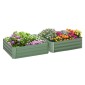 Planter Box, Σετ 2, Flower Box, Ανοιχτό κάτω, Ατσάλινο πλαίσιο, Πράσινο, (2 x) 100 x 100 x 30 cm