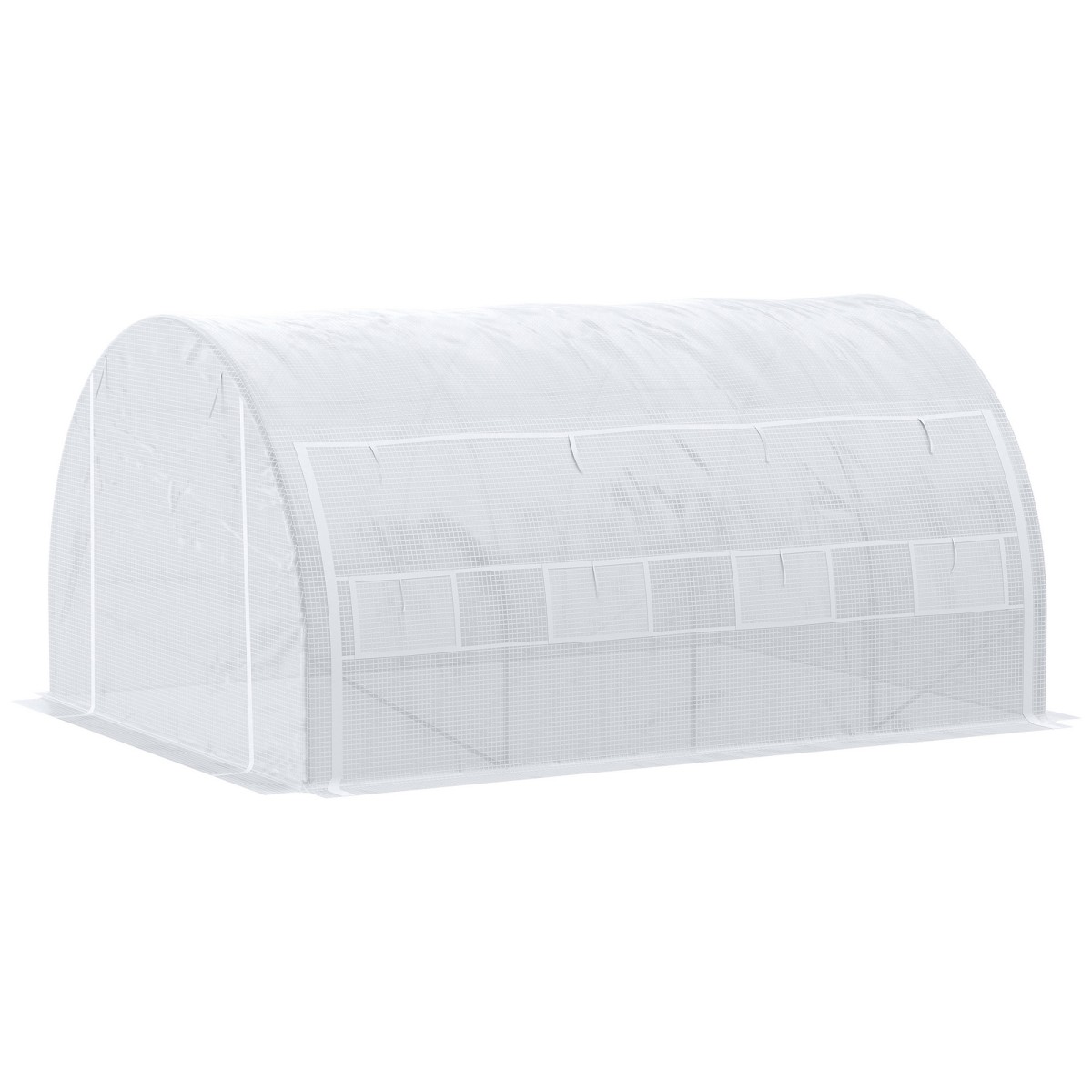Tunnel Greenhouse Walk In Roll Up Walls Zip Door Πλαίσιο από γαλβανισμένο χάλυβα 4 x 3 x 2m Λευκό