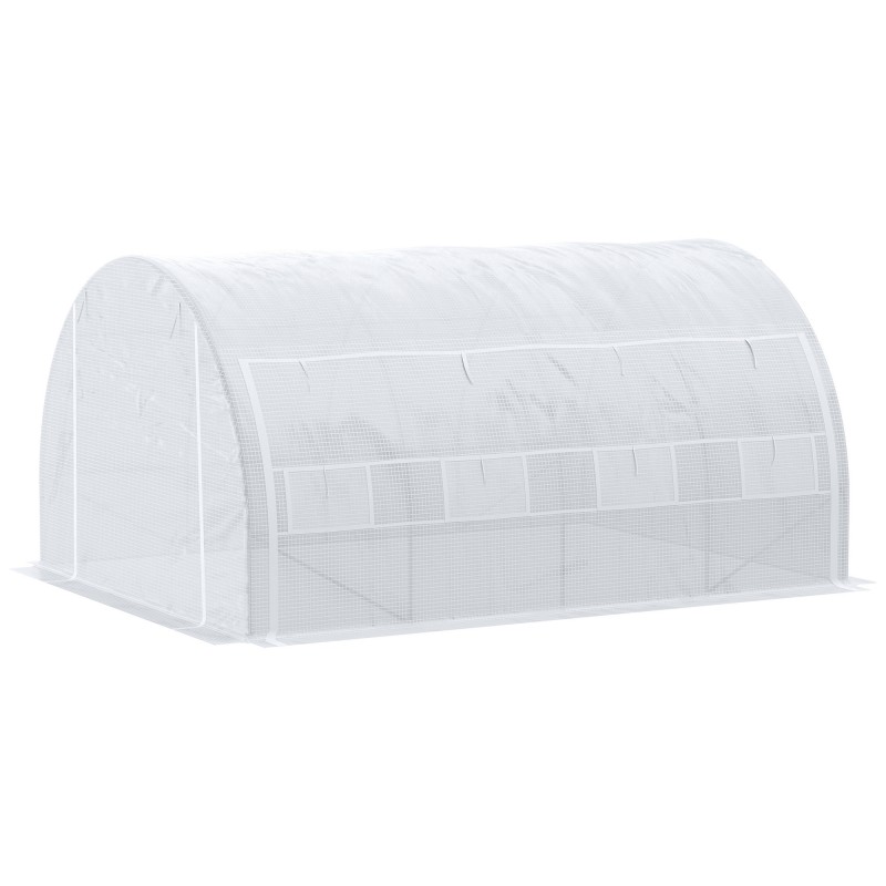 Tunnel Greenhouse Walk In Roll Up Walls Zip Door Πλαίσιο από γαλβανισμένο χάλυβα 4 x 3 x 2m Λευκό