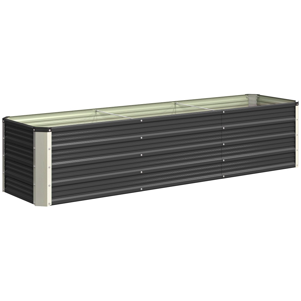 Υπερυψωμένο κρεβάτι από ατσάλινη ζαρντινιέρα κρεβατιού κήπου κουτί λουλουδιών γλάστρα με γάντια γκρι 183 x 47 x 40 cm