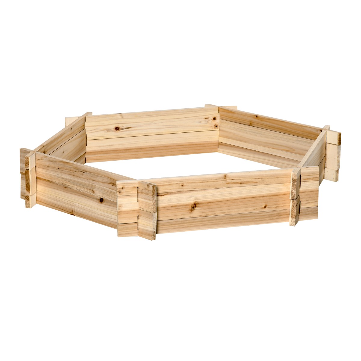 Υπερυψωμένο κρεβάτι εξαγωνικό DIY γλάστρα από ξύλο για μπαλκόνι κήπου φυσικό 100 x 92 x 16 cm