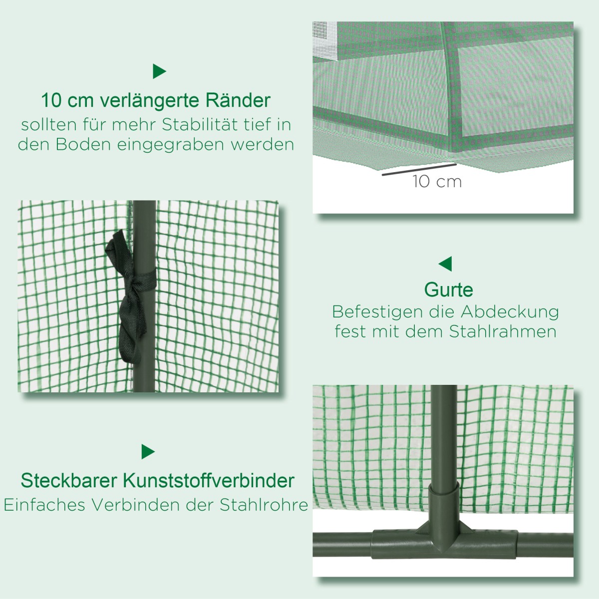 Polytunnel Weather Resistant Ανθεκτικό στην υπεριώδη ακτινοβολία Πολυτούνελ 200cm x 80cm x 45cm Πράσινο