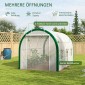 Tunnel Θερμοκήπιο Πόρτες Φερμουάρ Διχτυωτό Παράθυρα Μεταλλικό Πλαίσιο 3,5 x 2 x 2m Λευκό