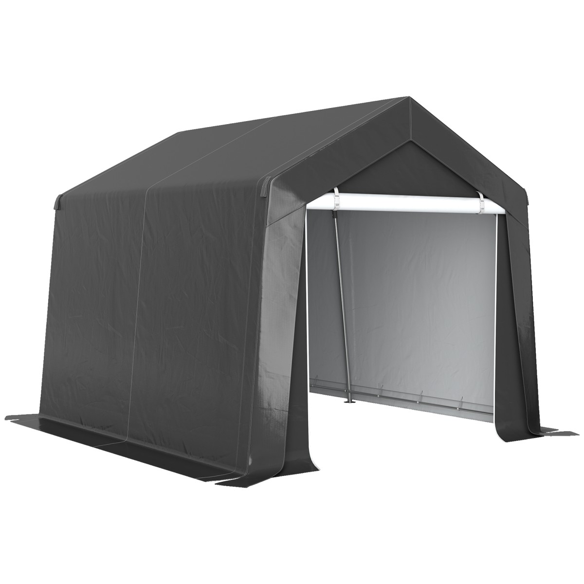 Carport Tent Garage 3x3 m Αδιάβροχη σκηνή γκαράζ με κυλιόμενη πόρτα αερισμού παράθυρο εκτεταμένες άκρες σκούρο γκρι