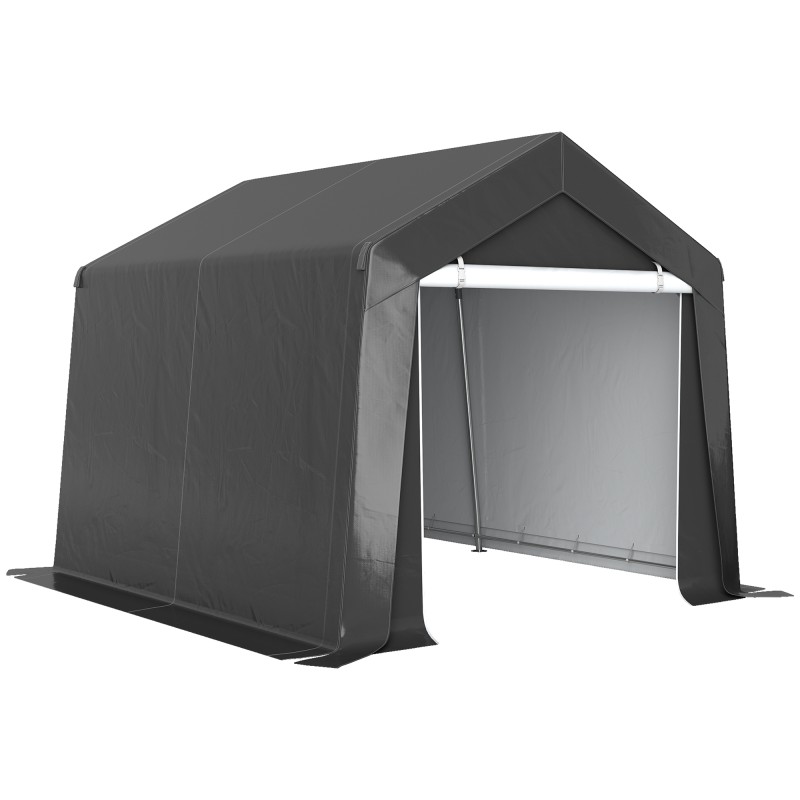 Carport Tent Garage 3x3 m Αδιάβροχη σκηνή γκαράζ με κυλιόμενη πόρτα αερισμού παράθυρο εκτεταμένες άκρες σκούρο γκρι