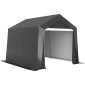 Carport Tent Garage 3x3 m Αδιάβροχη σκηνή γκαράζ με κυλιόμενη πόρτα αερισμού παράθυρο εκτεταμένες άκρες σκούρο γκρι