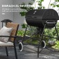 Μεταλλική ψησταριά κάρβουνο BBQ Καπνιστή με Καπάκι Θερμόμετρο Τροχοί Ψητοπωλείο 95x71,5x102 cm Μαύρο