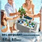 Καρότσι σερβιρίσματος ψυγείου χωρητικότητας 56 λίτρων Καρότσι σερβιρίσματος με ρόδες, ανοιχτήρι μπουκαλιών, κάτω ράφι, φορητό καρότσι ποτών λαβής, γκρι
