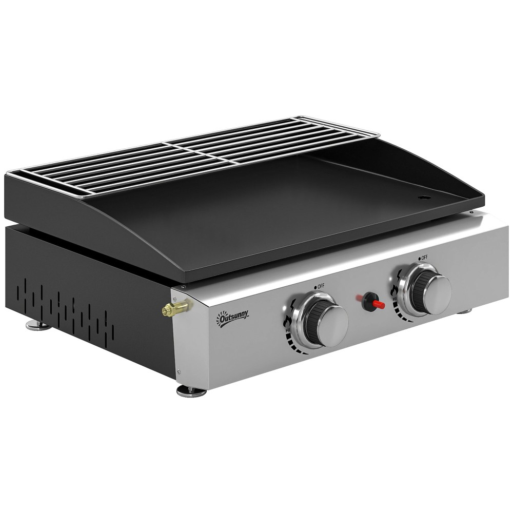 Ψησταριά υγραερίου 5 KW Φορητή επιτραπέζια ψησταριά με 2 καυστήρες Κεραμική επίστρωση λάκας Σχάρα ψησίματος Θερμαινόμενη σχάρα