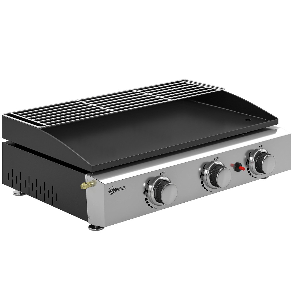 Ψησταριά αερίου 7,5 KW Φορητή επιτραπέζια ψησταριά με 3 καυστήρες Κεραμική επίστρωση λάκας Σχάρα ψησίματος Θερμαινόμενη σχάρα